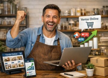Empresario MYPE feliz con ventas